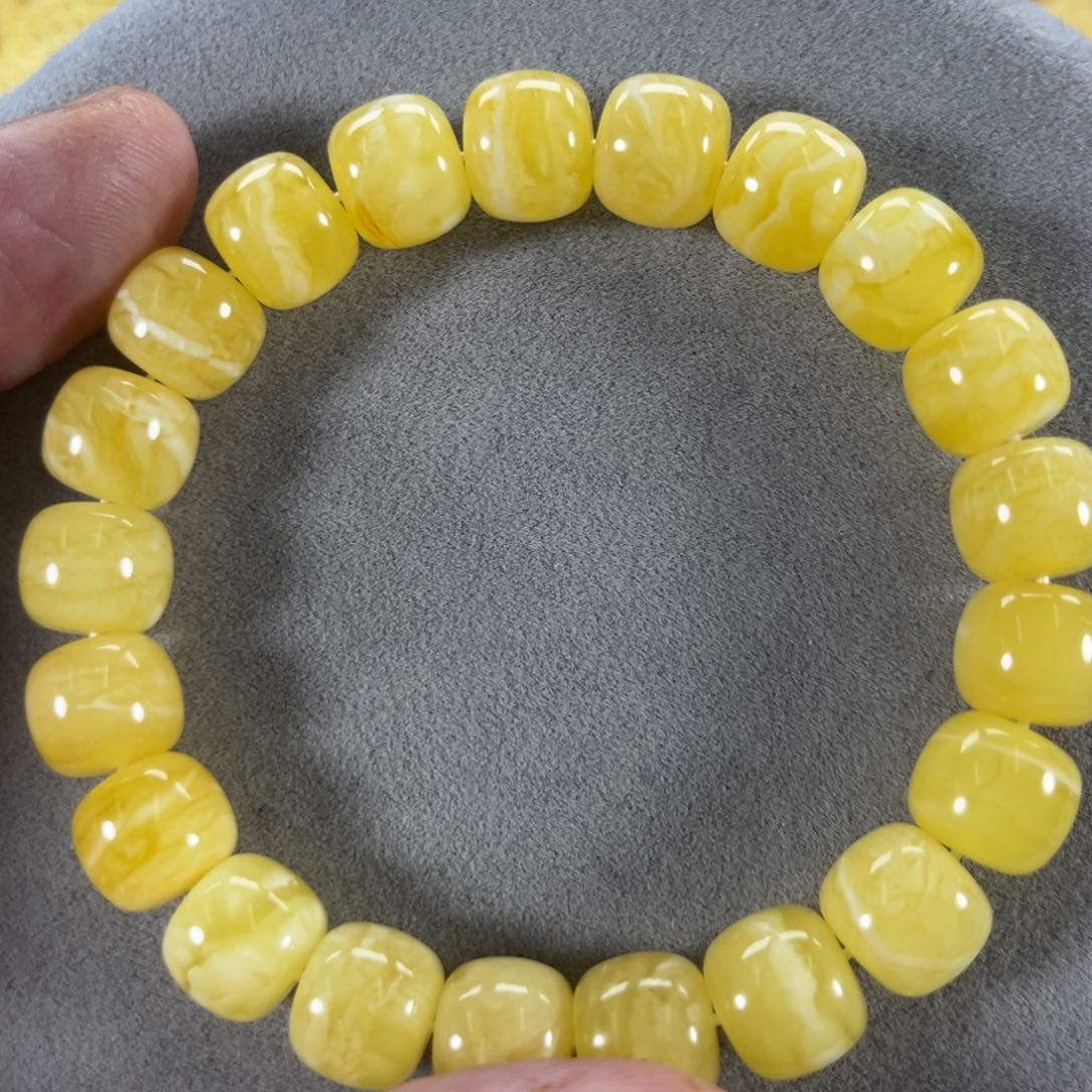 蜜蜡手串未镶嵌纯天然俄料白花虎皮