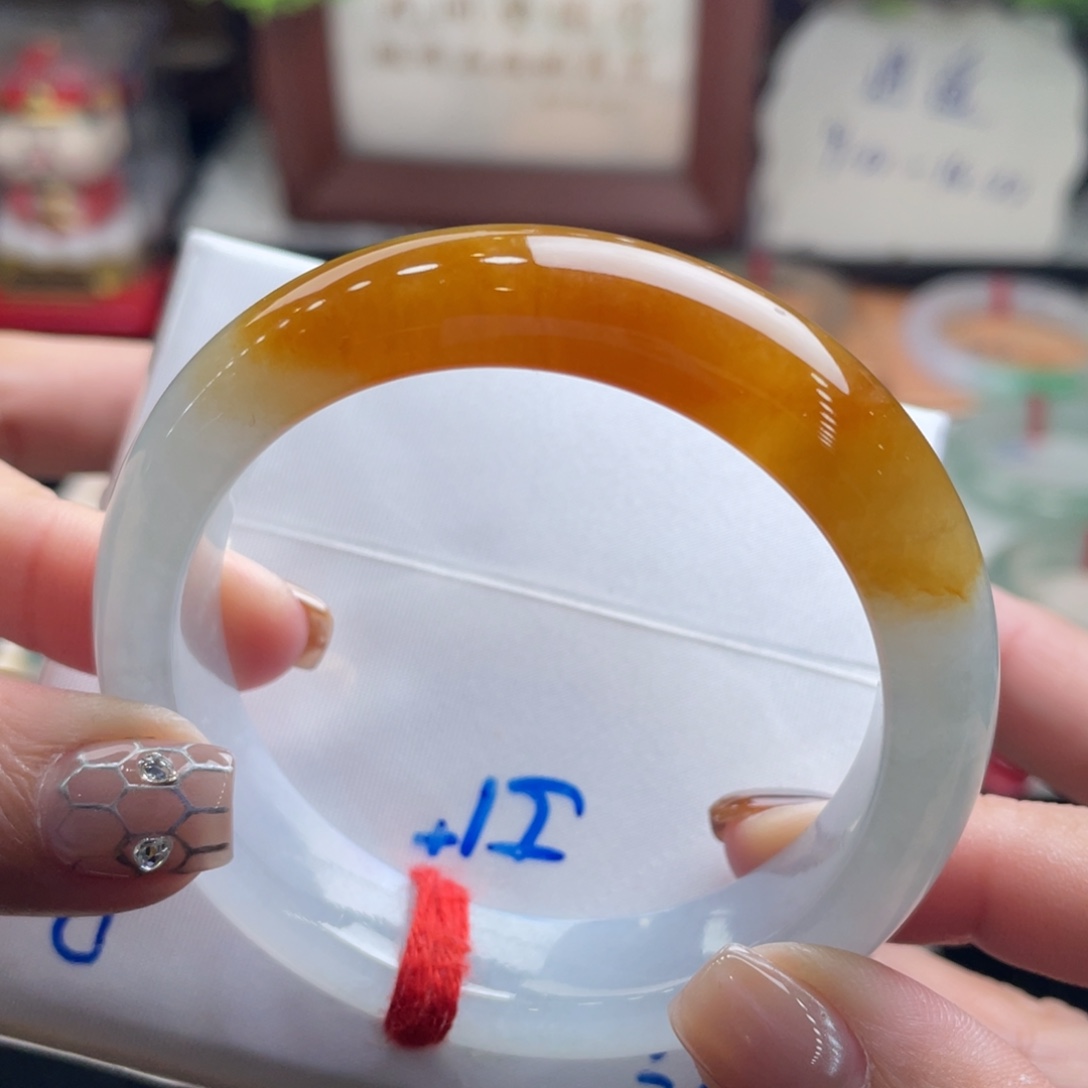 翡翠未镶嵌手镯51.4橙红 