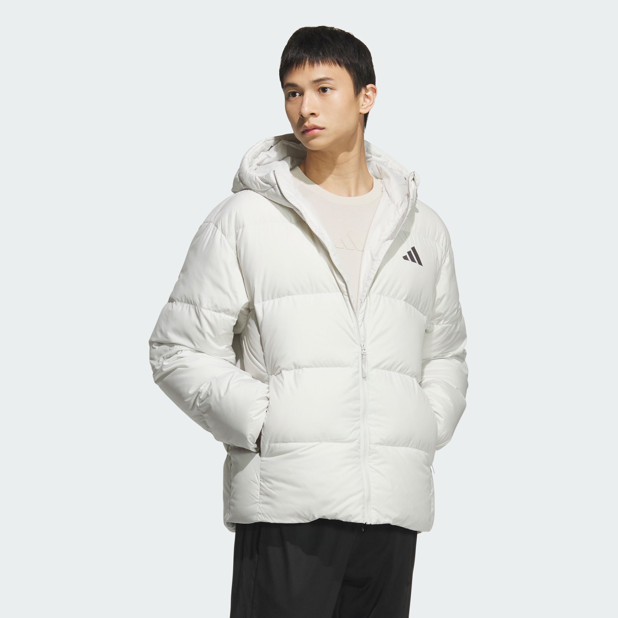 adidas/阿迪达斯男子商场同款防风保暖运动休闲连帽羽绒服 KC2477