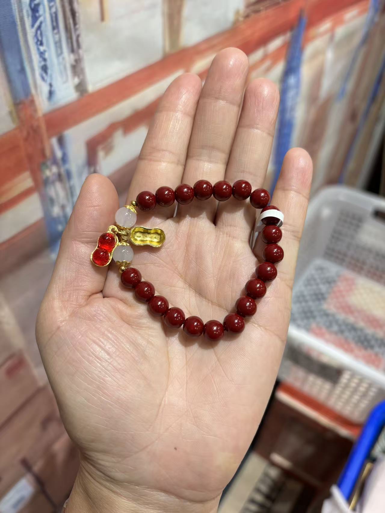 含辰砂工艺品朱砂单圈手串无礼盒S1329