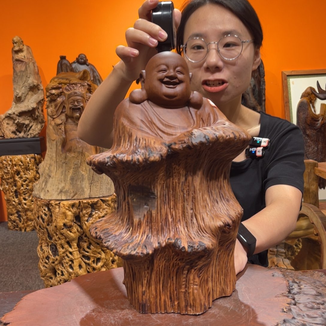 木31-20娑罗弥勒手工雕刻装饰摆件