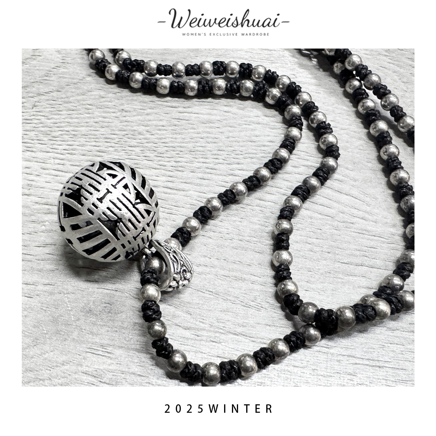 合金棉绳项链 【广州微姐】时尚网红圆球喜字项链F0038