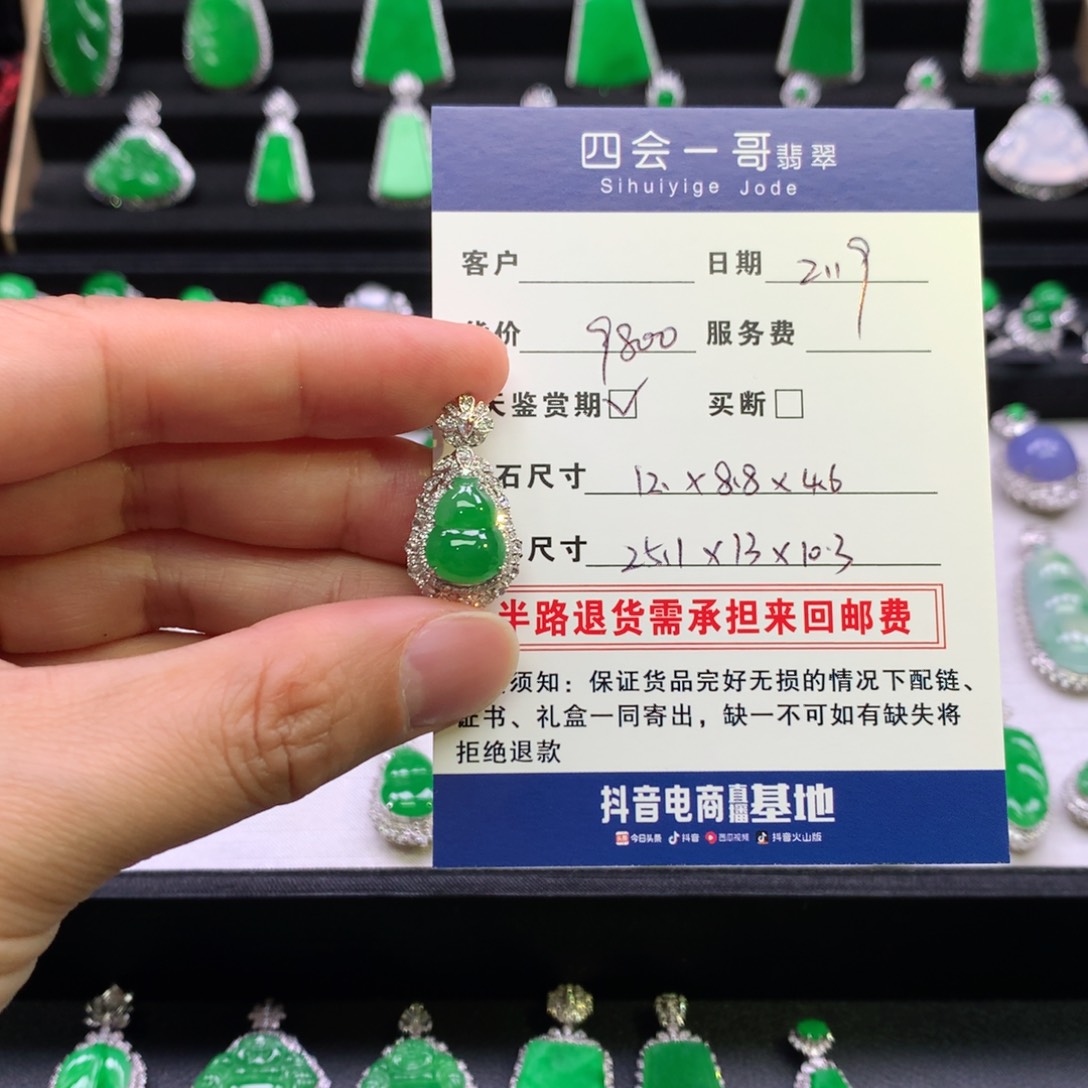 翡翠吊坠(不含链)18K金镶嵌开*