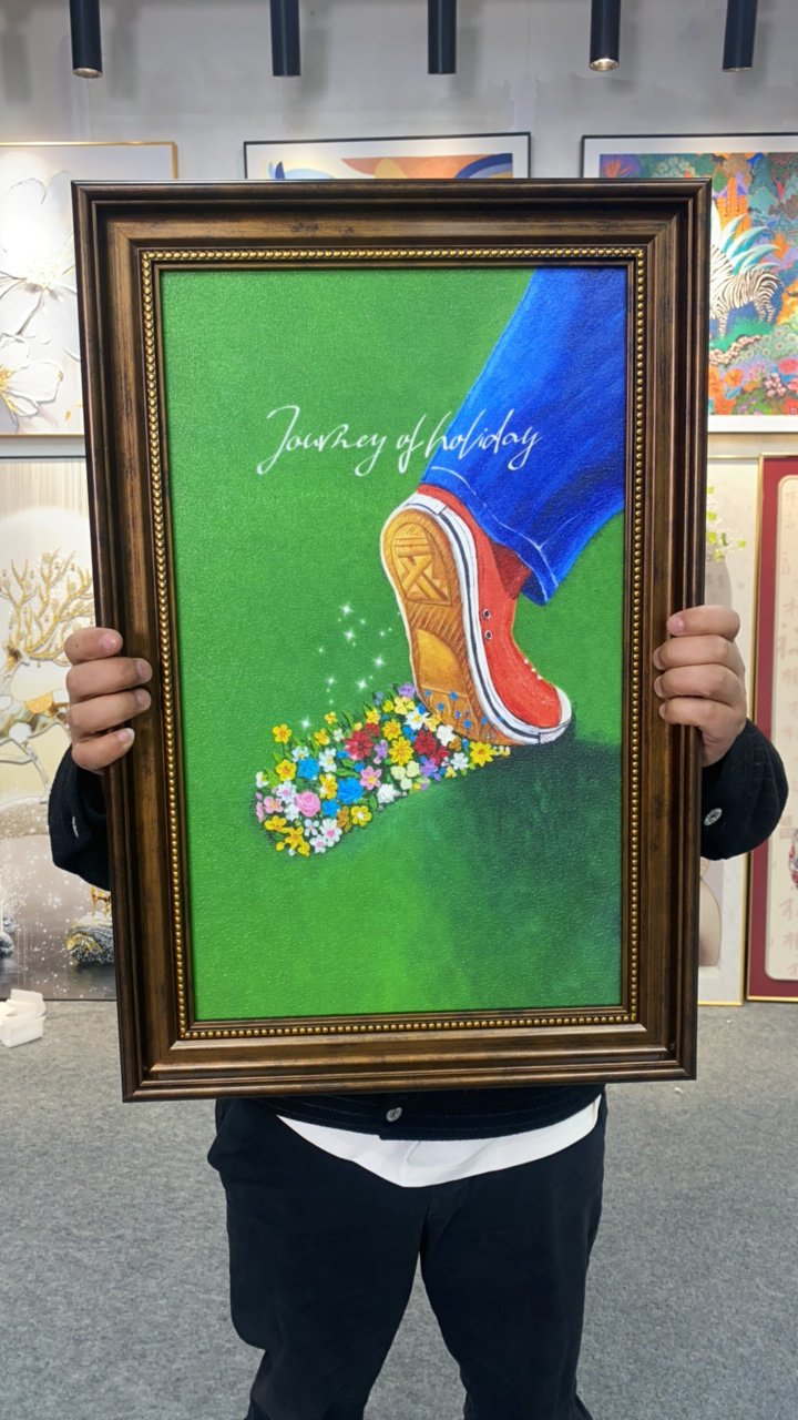 《一路生花》现代简约治愈系玄关装饰画小众法式卧室挂画4060