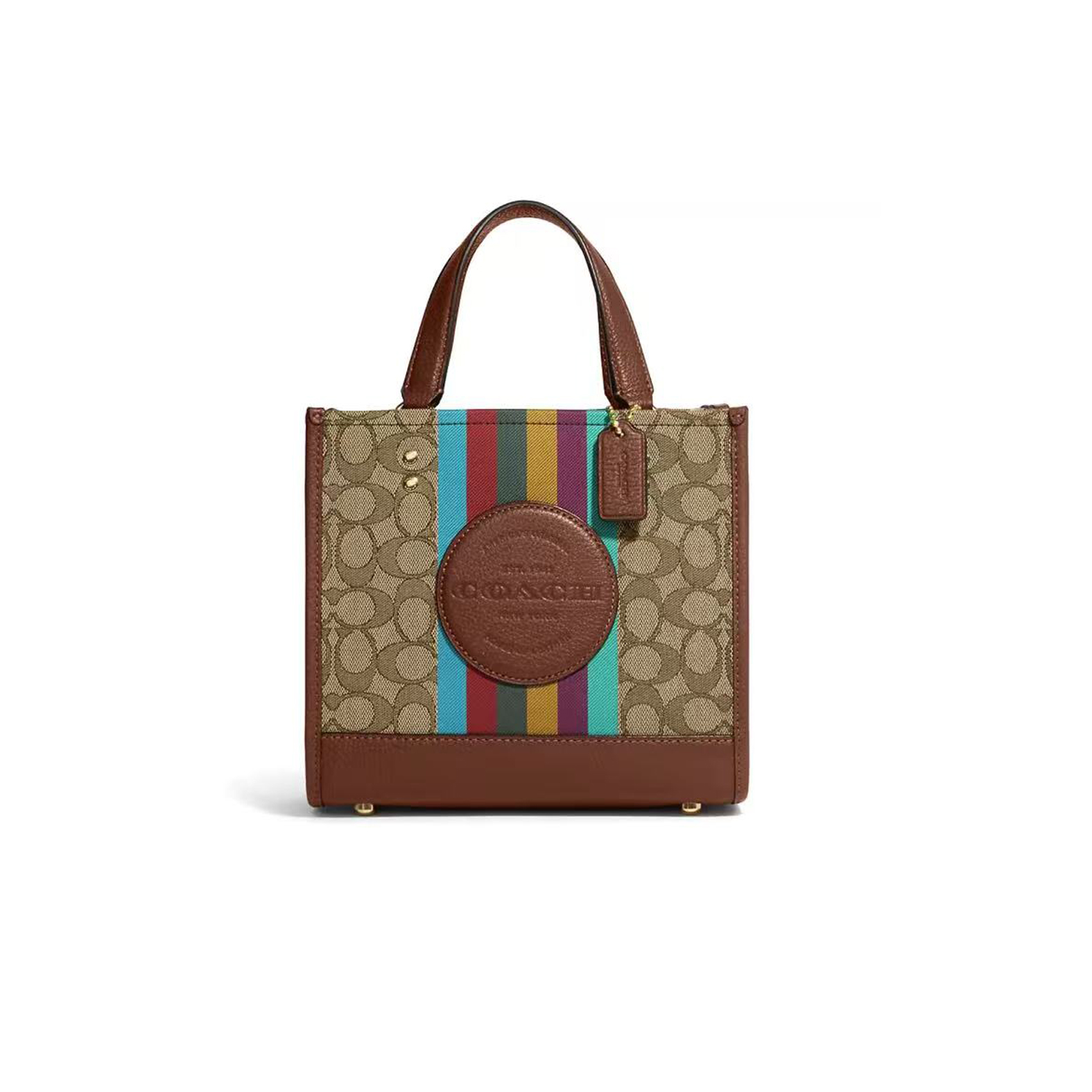 95新 COACH/蔻驰 95新/蔻驰彩虹针织老花方托包/A7448/22X20X10