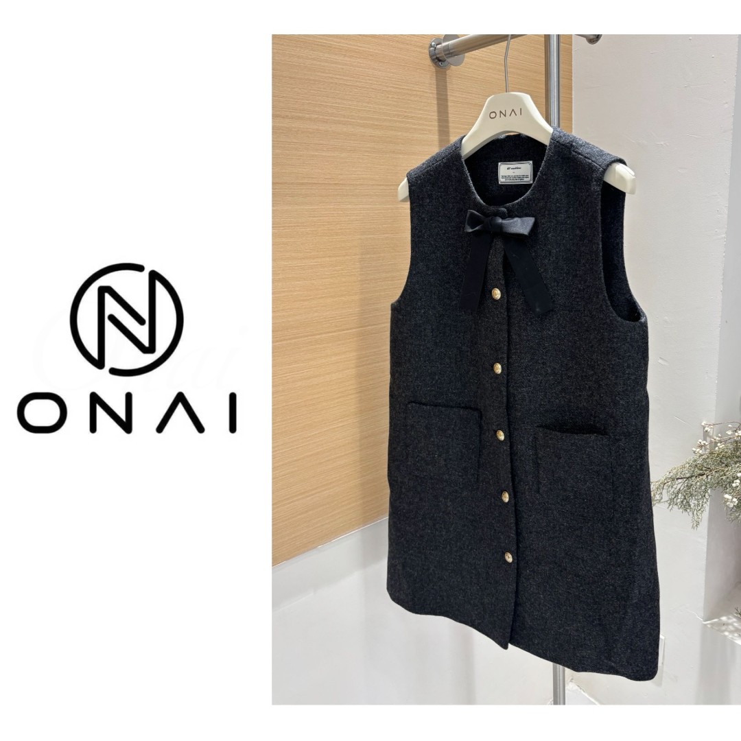 【Onai】设计师款羊毛蝴蝶结背心裙秋冬新款法式气质毛呢连衣裙5259