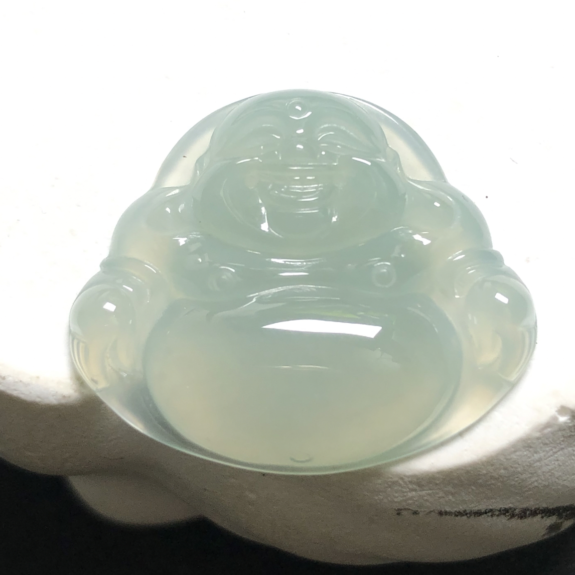 天然缅甸翡翠A货冰胶佛公尺寸26.6/22.3/5一刀切未打孔