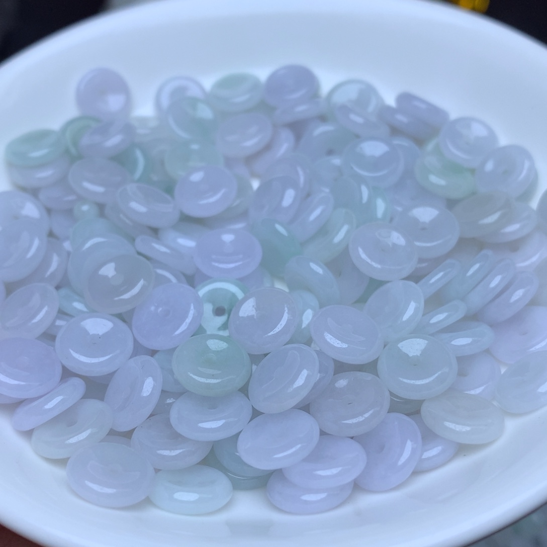 【闪购商品】翡翠手链未镶嵌卡9冰淡紫平安扣30个