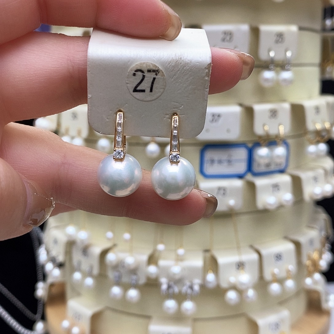 淡水珍珠耳饰银S925镶嵌