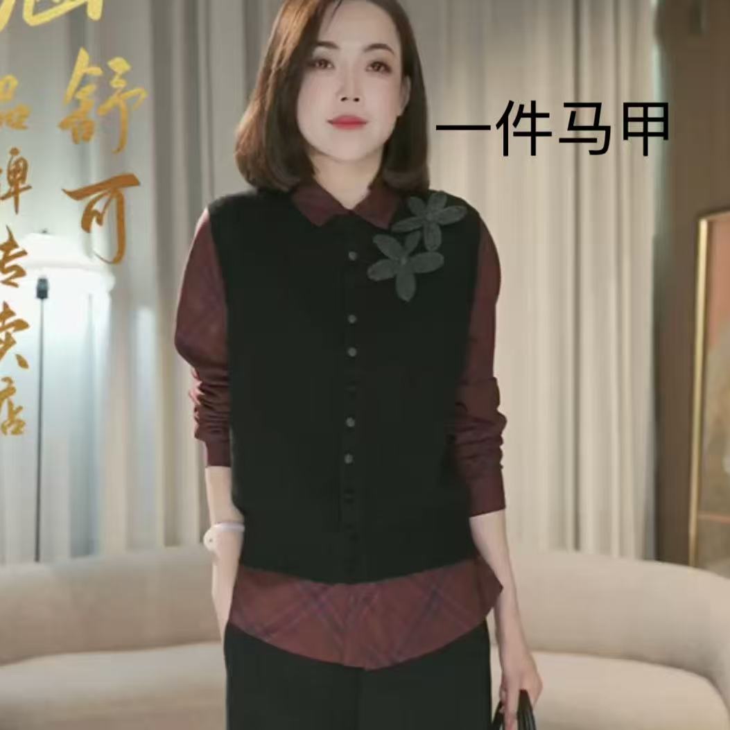 【涵舒可】 复古钩花马甲（一件马甲）