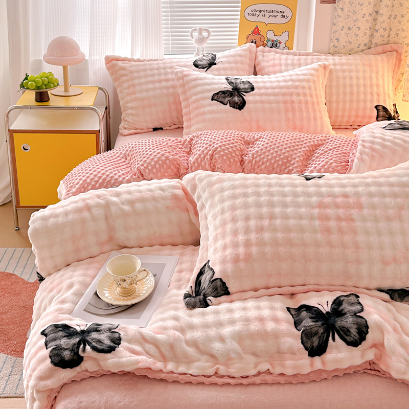 【晚悠】102 [梦屿绒境] 新款梦幻豆豆款牛奶绒系列四件套-wp