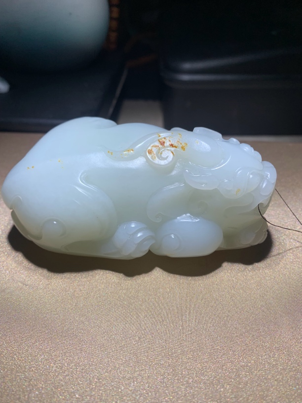 新疆和田玉羊脂白玉貔貅藏品大摆件368g