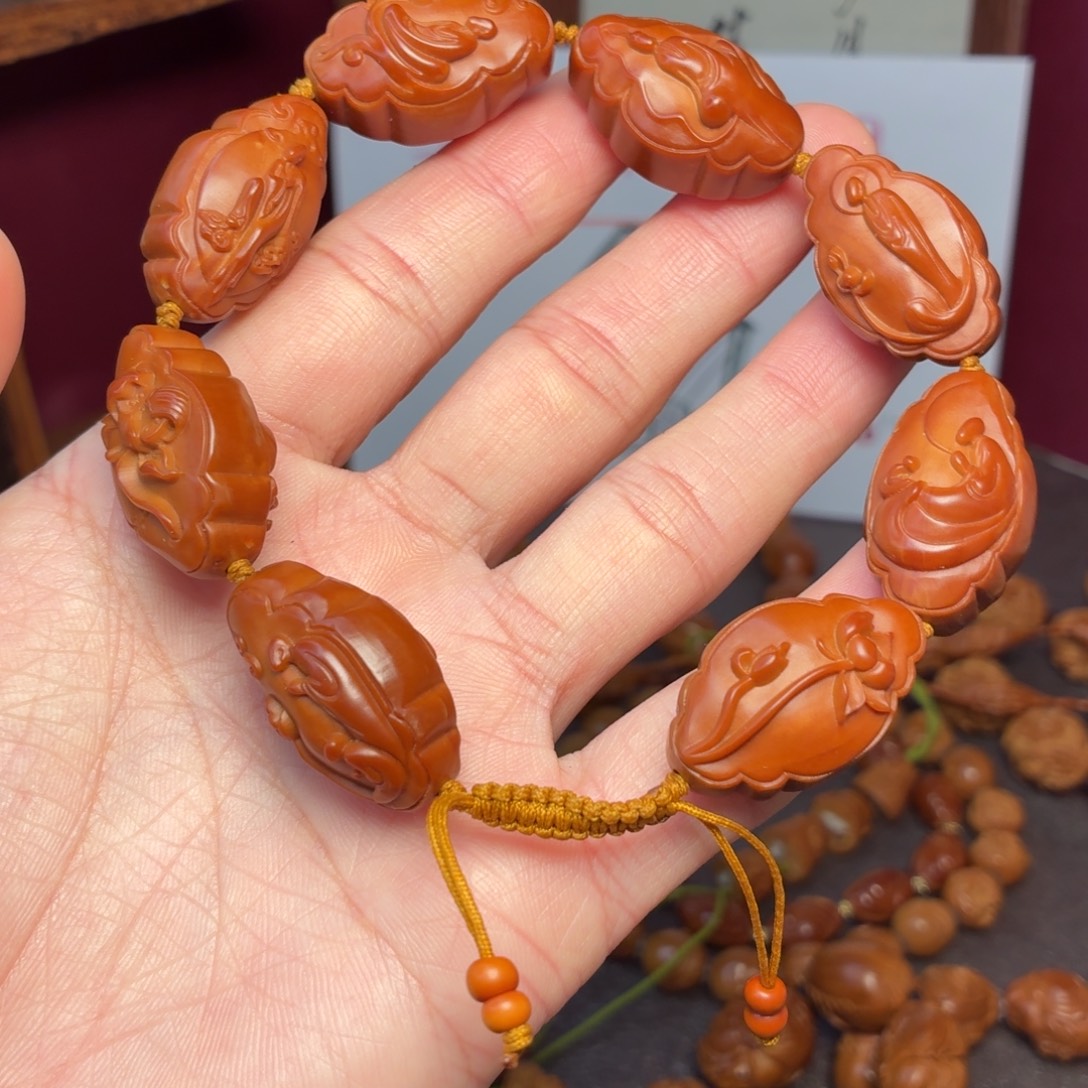 手串橄榄核红花边无相