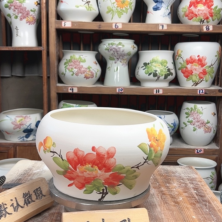 摆件口25牡丹新款陶瓷