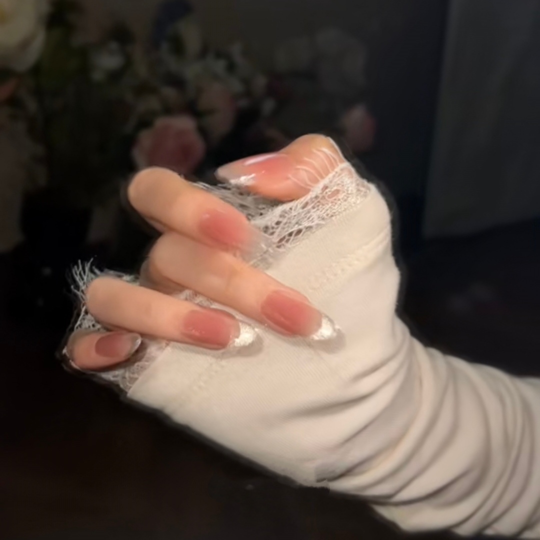 【金粉世家】晶石裸粉法式猫眼高级感穿戴甲通勤百搭气质显白美甲