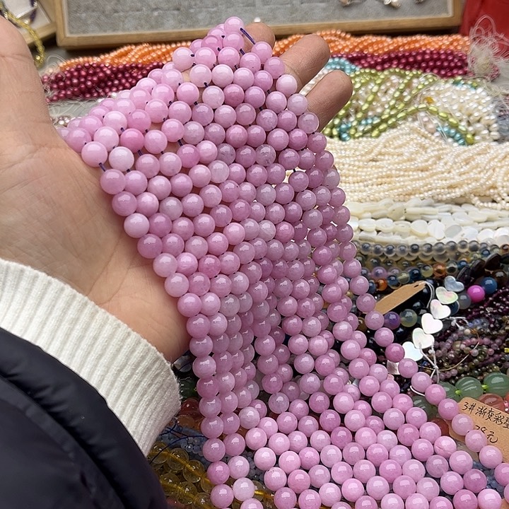 玛瑙/玉髓珠宝半成品未镶嵌一条8mm紫锂辉