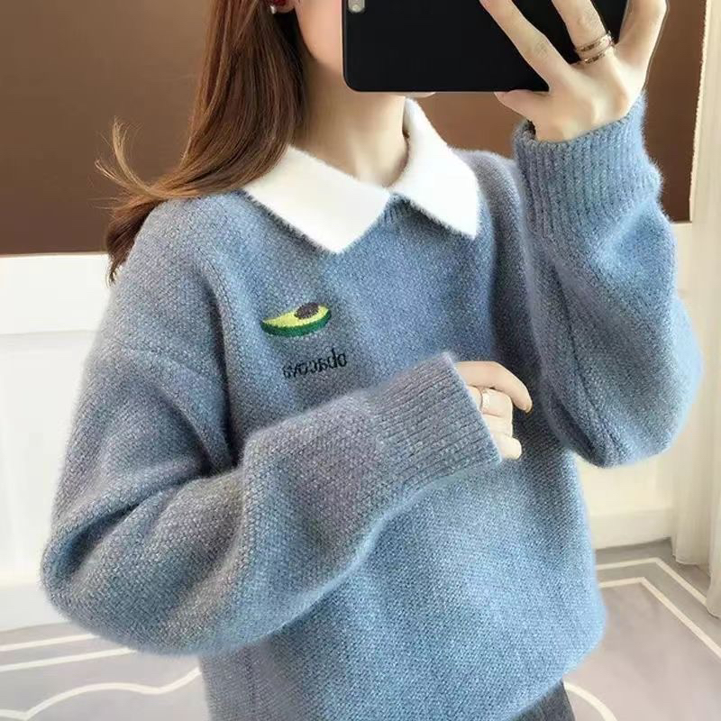 加厚保暖一体绒半高领毛衣女春秋冬美拉德内搭上衣打底针织衫