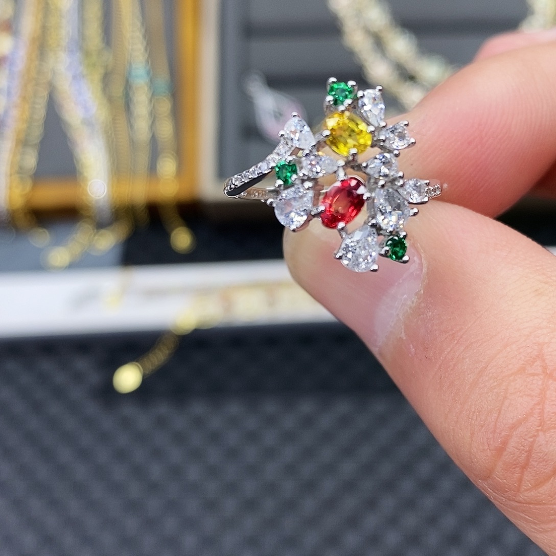 蓝宝石银S925镶嵌戒指