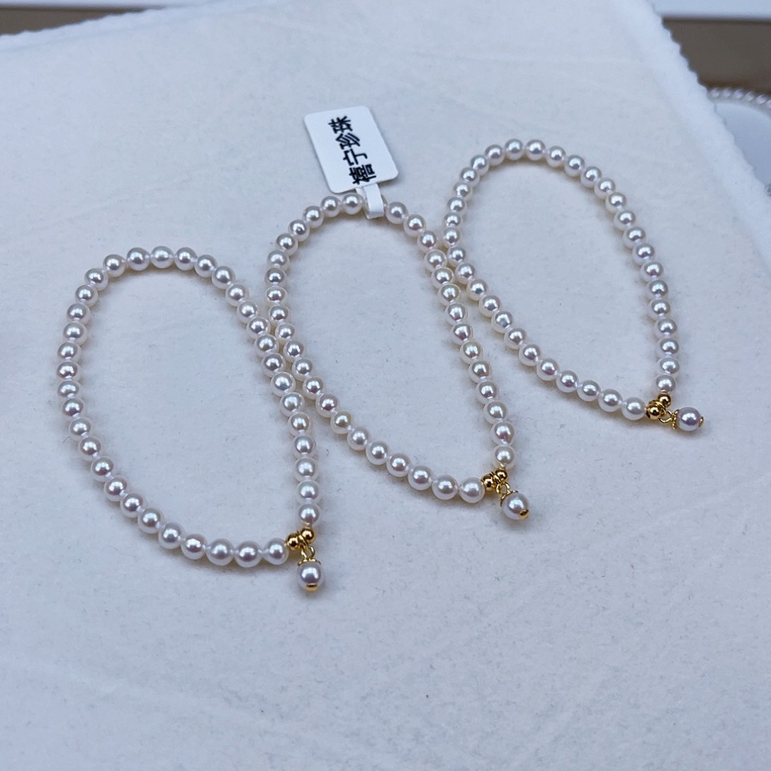 银S925镶嵌手绳淡水珍珠4-5天然淡水珍珠手串