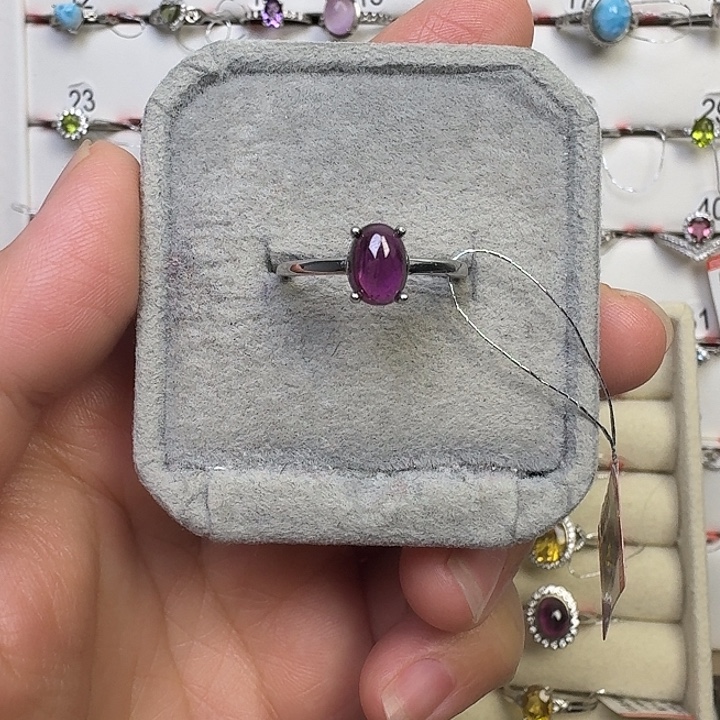 石榴石戒指银S925镶嵌