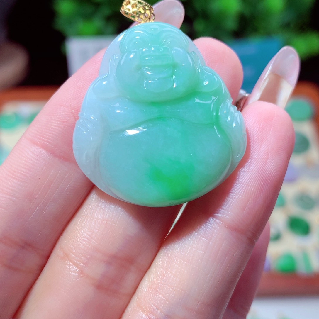 翡翠吊坠(不含链)18K金镶嵌