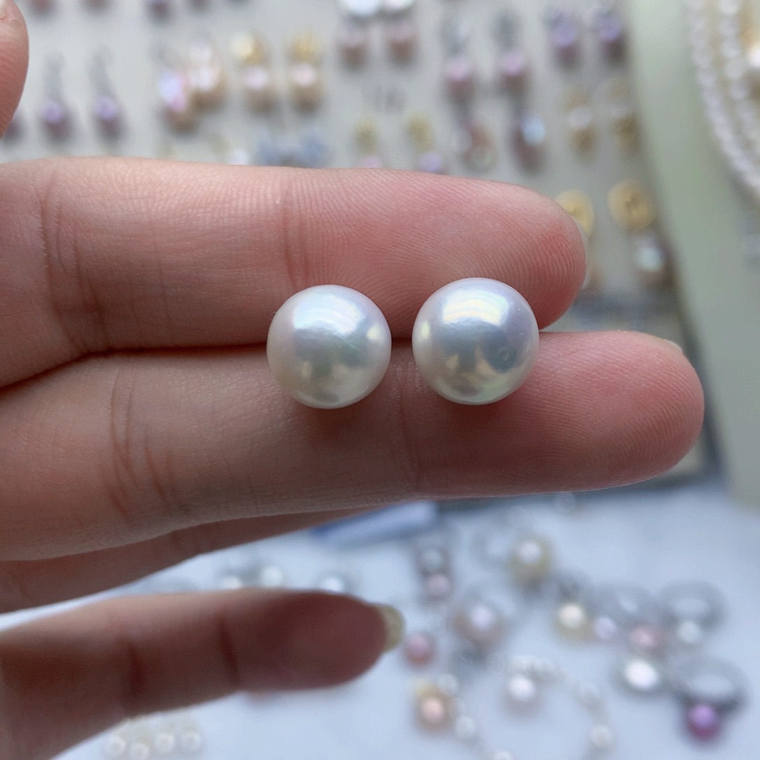 淡水珍珠耳饰银S925镶嵌