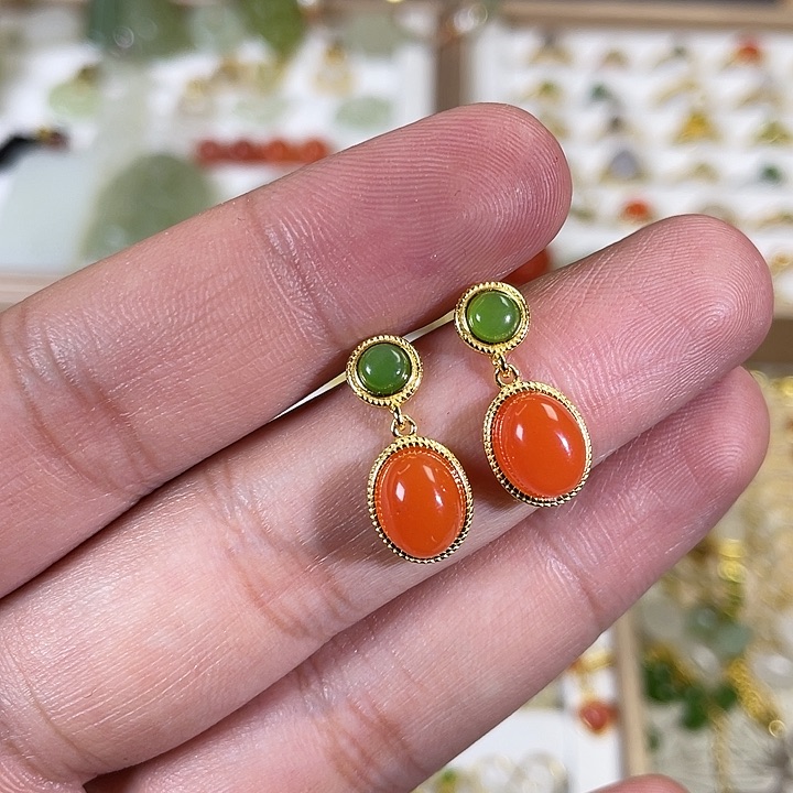 南红玛瑙颈饰银S925镶嵌