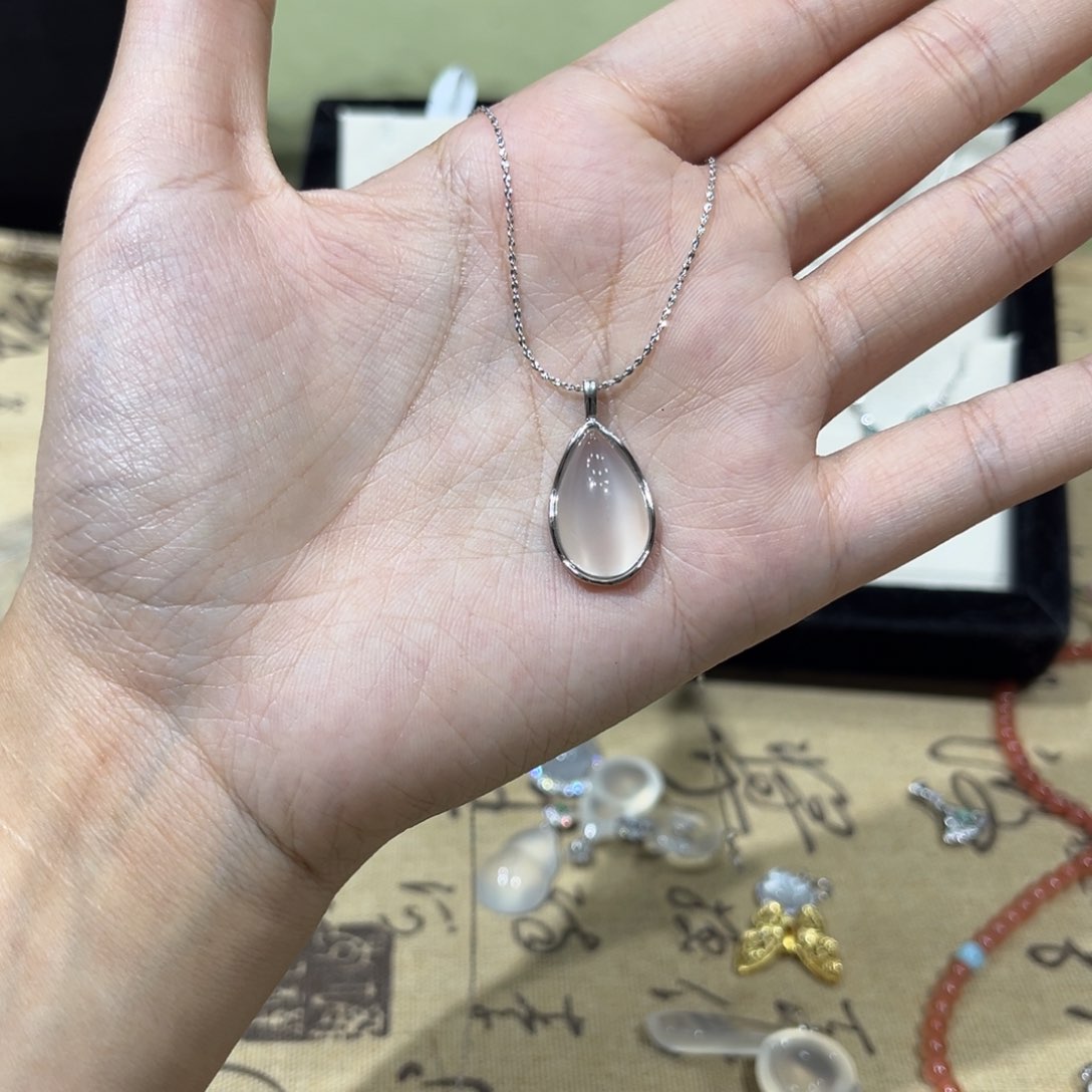 玛瑙/玉髓颈饰银S925镶嵌带链子