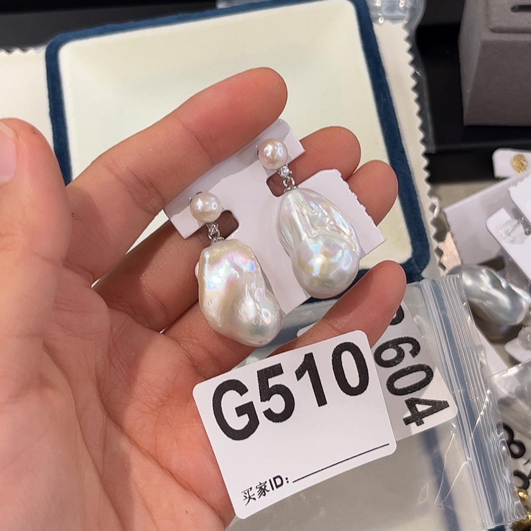 合金淡水珍珠耳饰