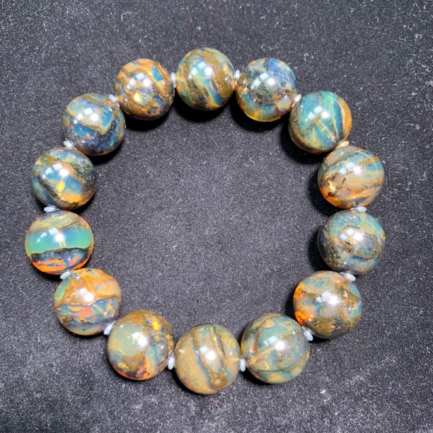 天然缅甸琥珀特色植物溶洞手串