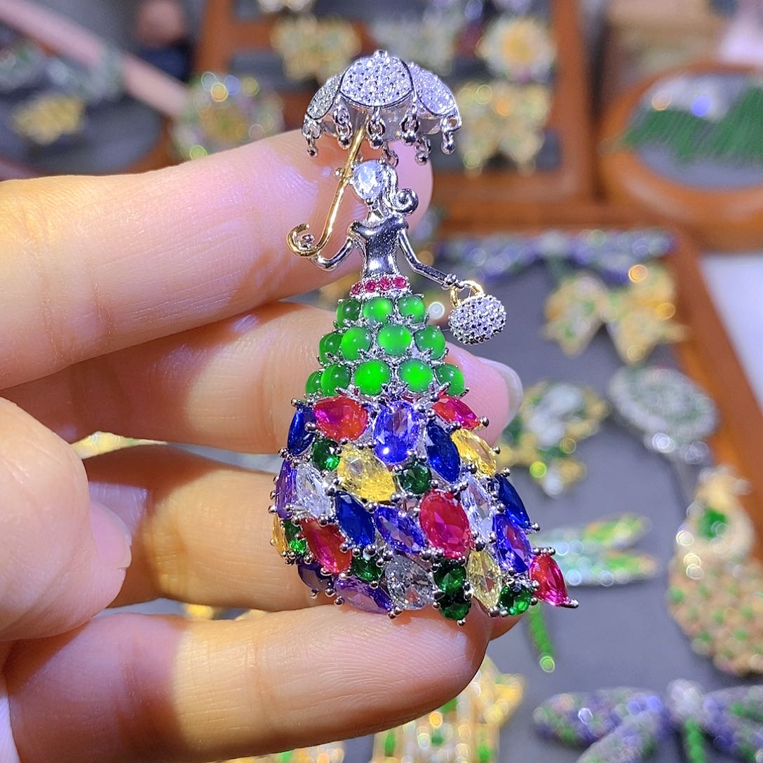 颈饰银S925镶嵌翡翠