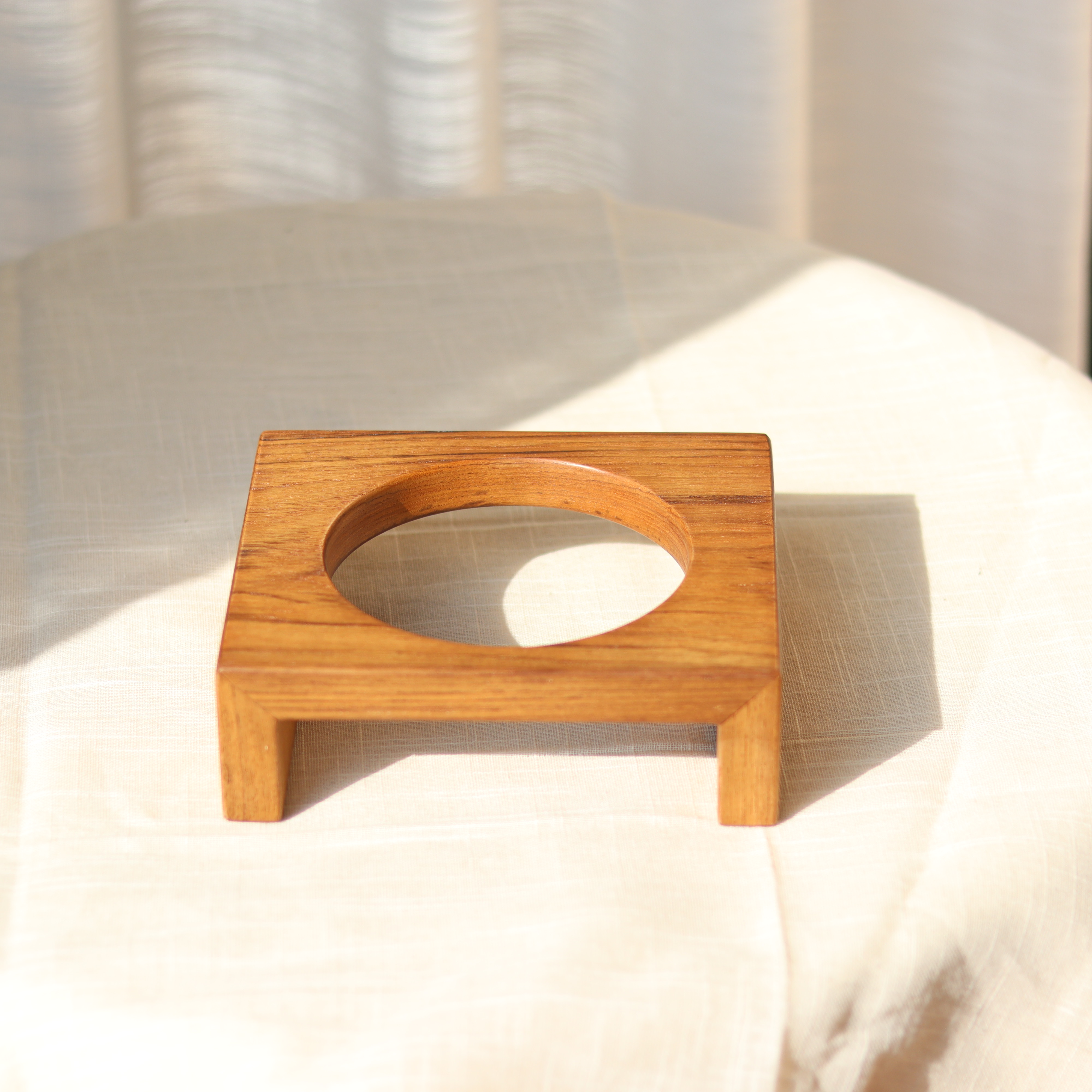 小钟名木 缅甸柚木实木宠物碗架餐适配AE碗托bridge dog环保防霉