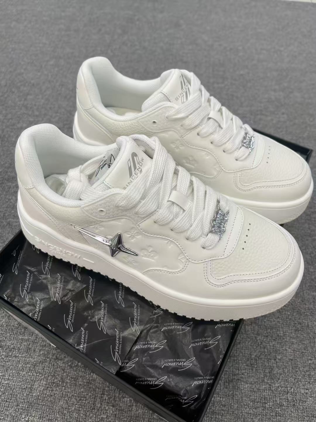 欧货高端SINCENOW欣赛诺2025新款十字花厚底板鞋小白鞋潮流时尚