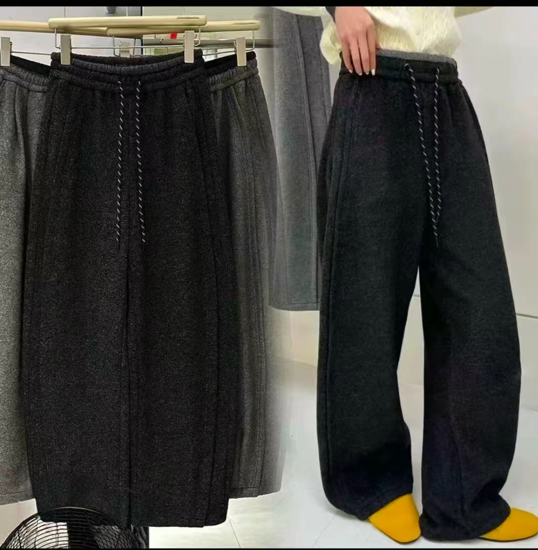 21430#加绒加厚新款捷达菲超细条糯米绒柳叶裤（裤长约101）