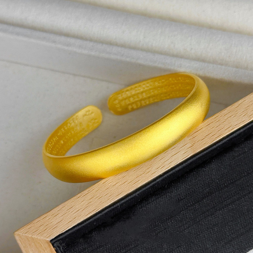 铜合金手镯  民族风古法心经开口手镯磨砂光面经典时尚百搭手环女