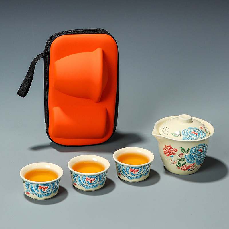 新款陶瓷旅行茶具套装车载户外便携式快客杯公司活动开业伴手礼品