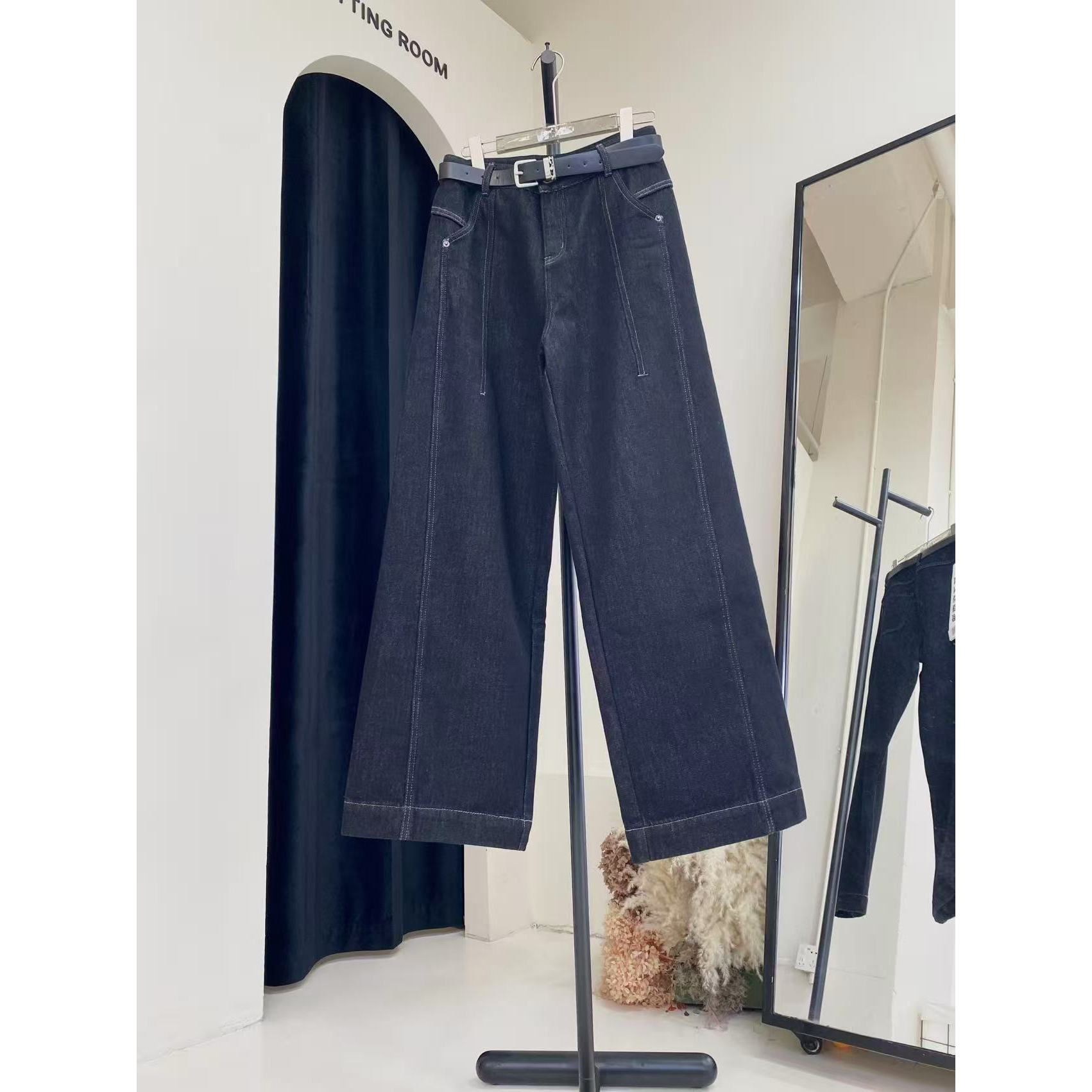 【M。C米尺】裤长108cm春夏季纯色显瘦休闲牛仔裤32159