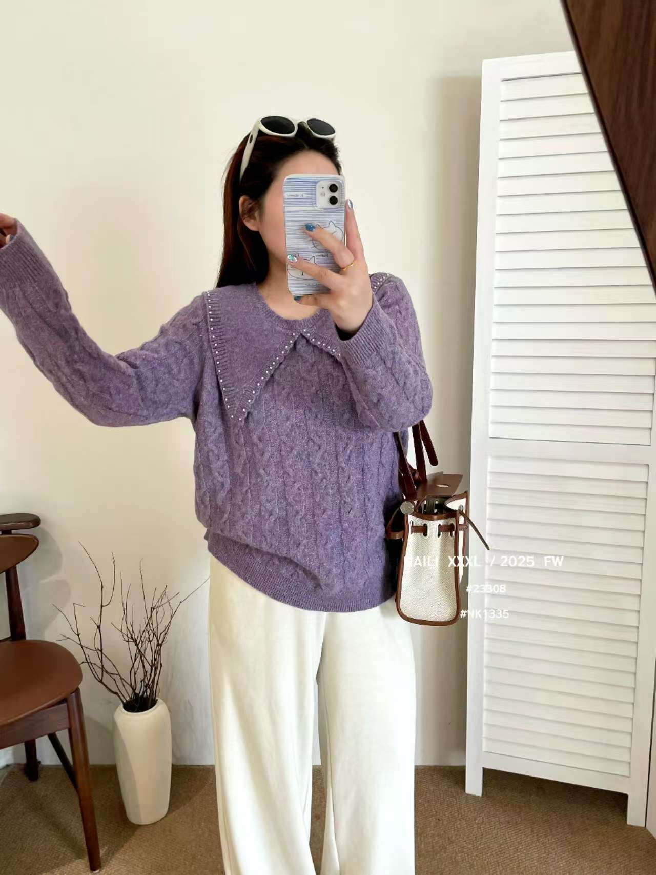 【胜华严选】温柔大翻领套头毛衣秋冬款慵懒风显瘦针织上衣23308