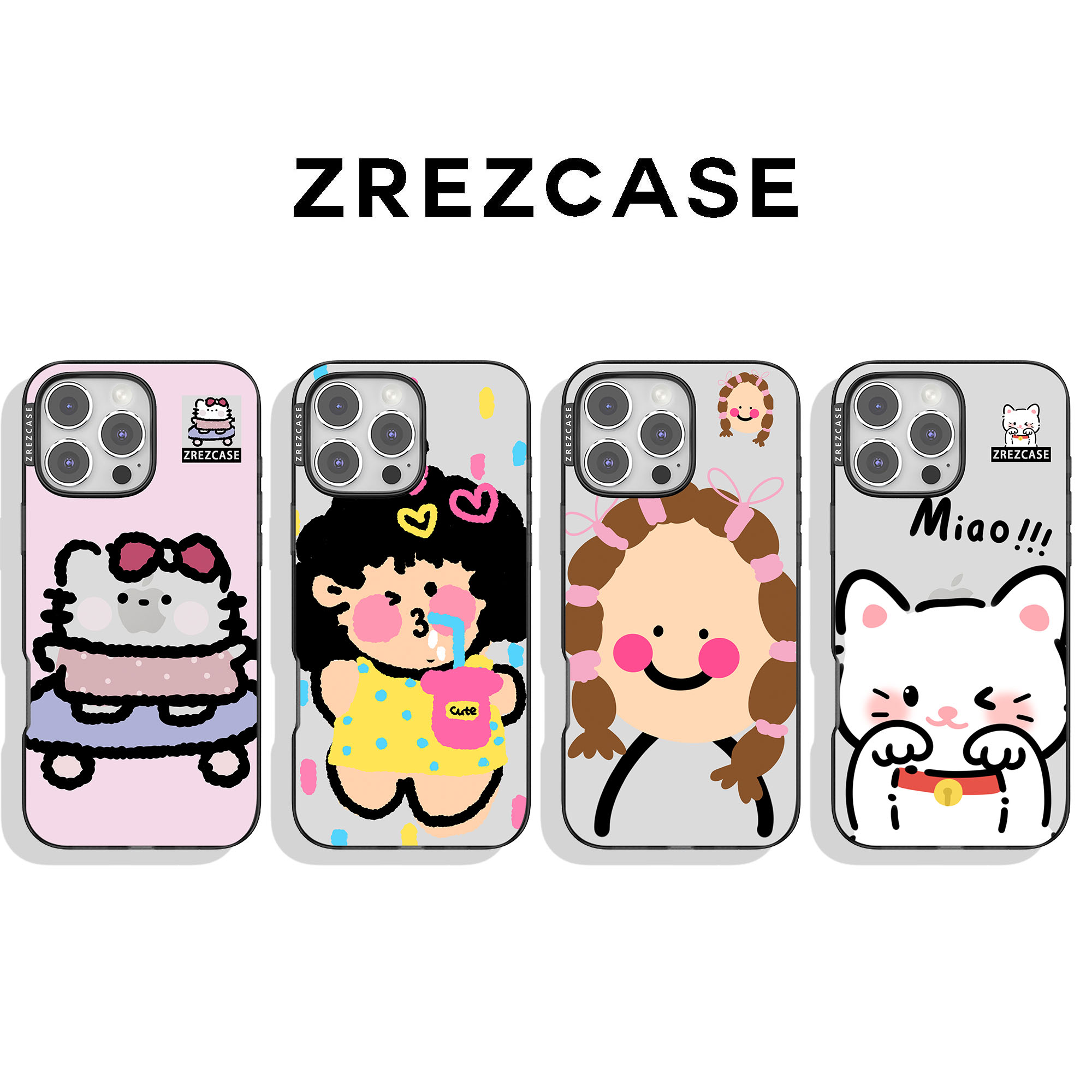  ZREZ 原创 [ 奶茶女孩 ] 适用苹果iPhone16ProMax防摔个性手机壳