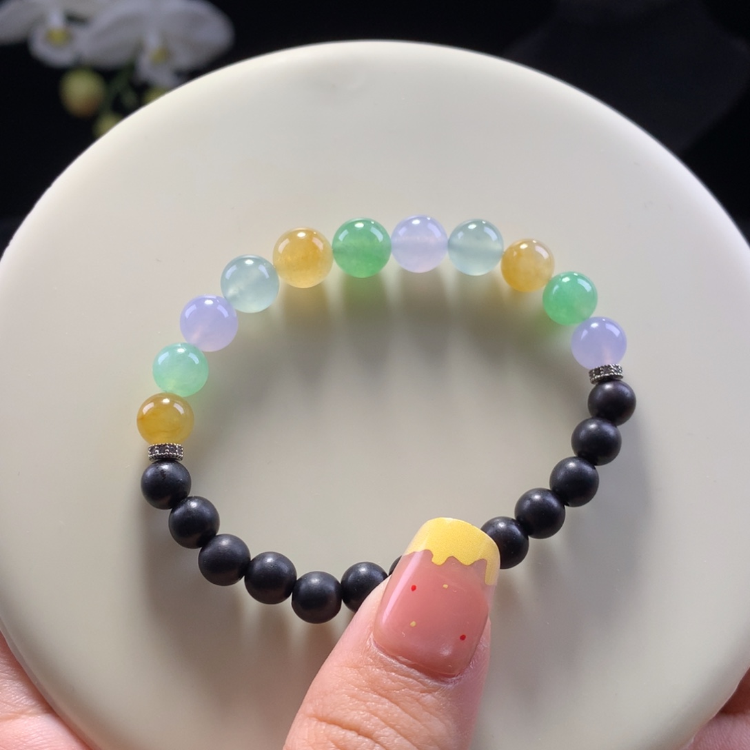 翡翠未镶嵌手串冰淇淋多宝