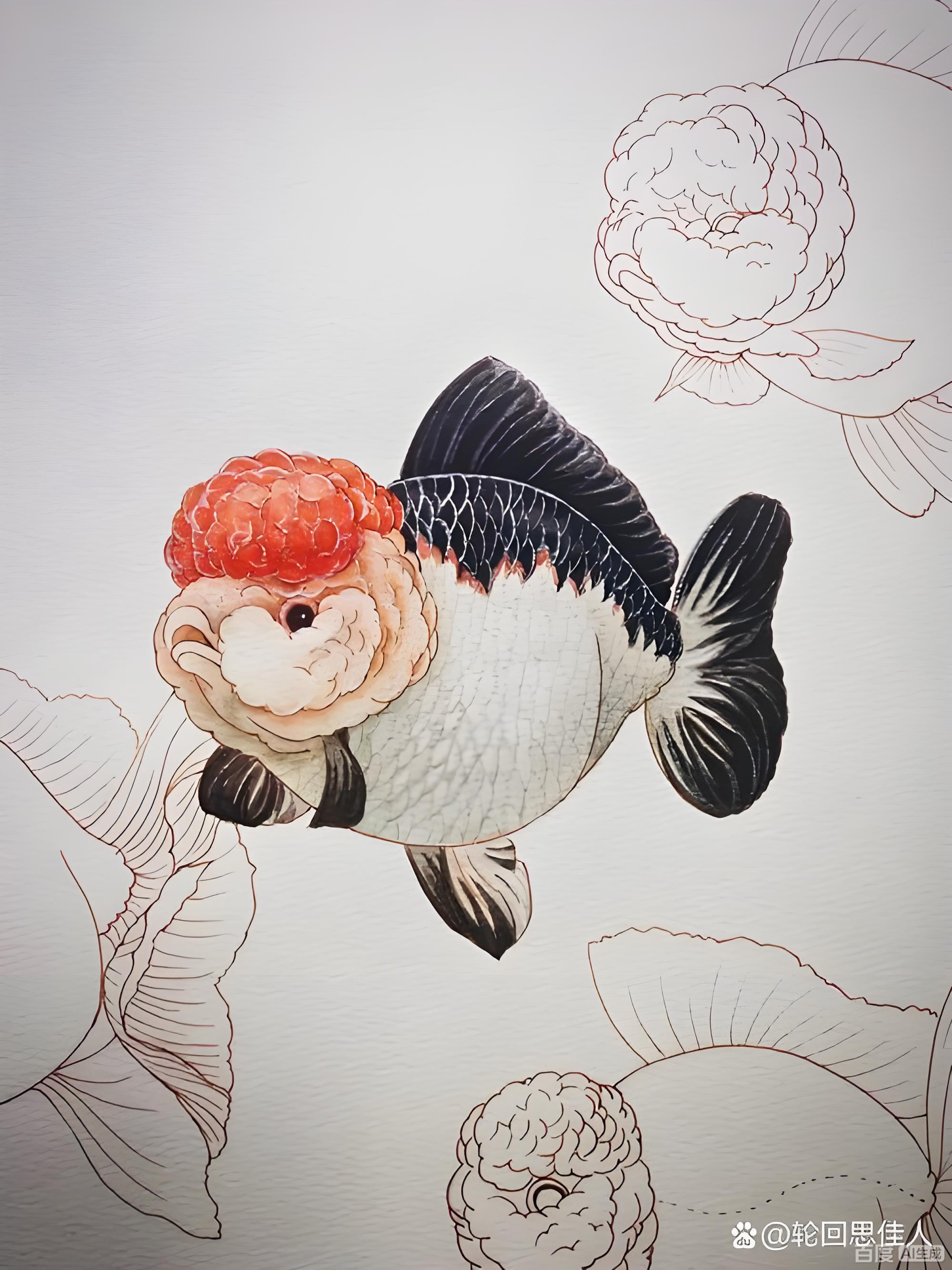 精品百褶泰狮冷水金鱼好养耐活