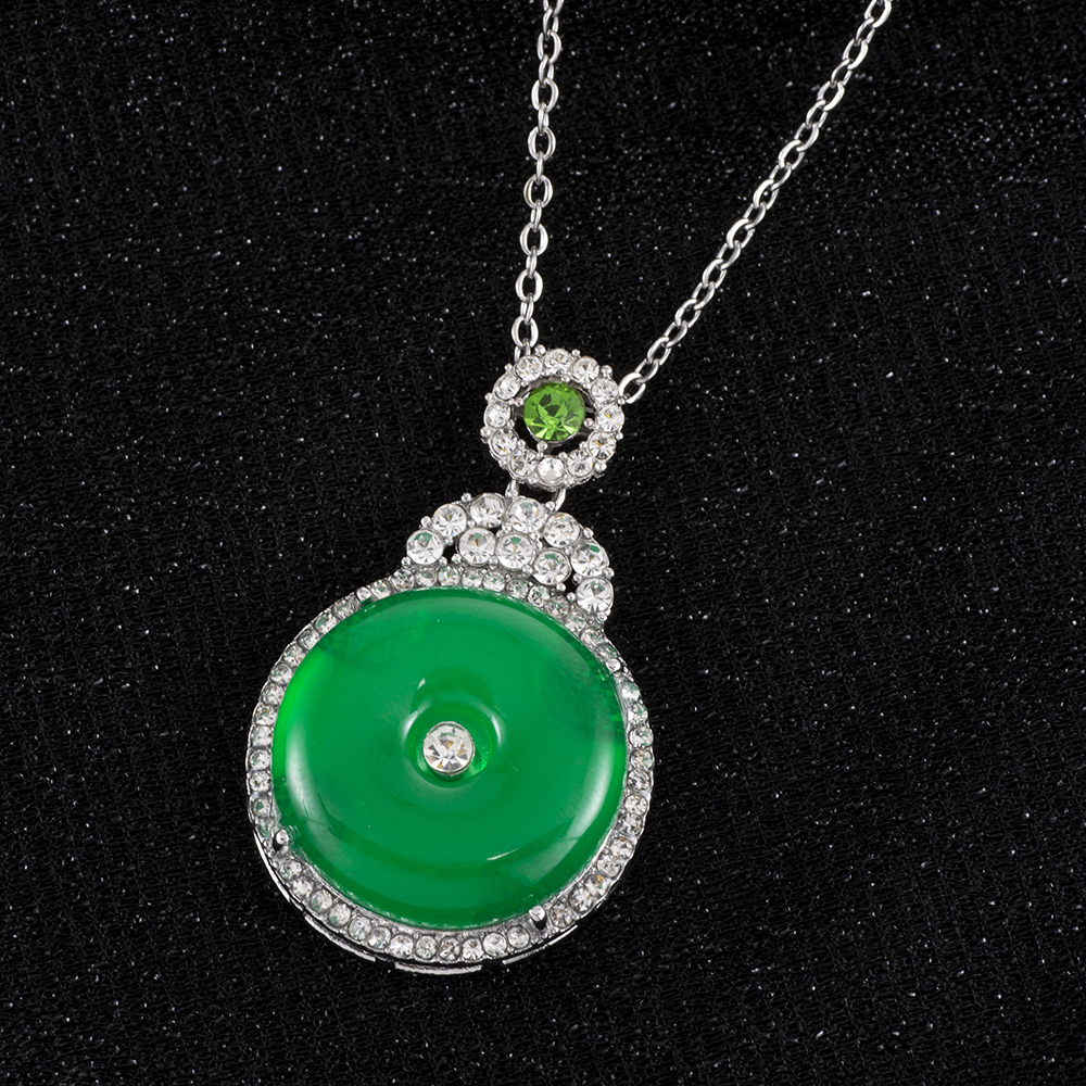 天然玉石珠宝 s925银 透种明水缅豪料华平安扣项链高端打造 s0001