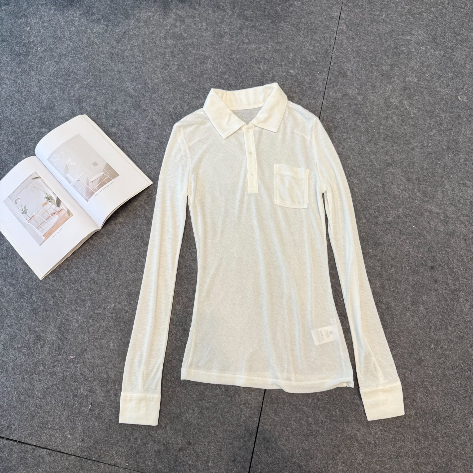 （QINGQING）极简风翻领打底衫秋冬长袖T恤HG044