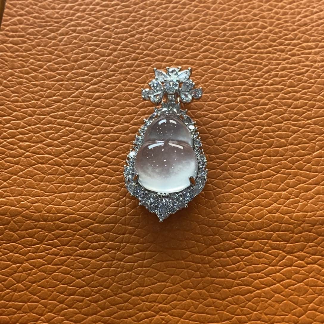 石英质玉吊坠(赠链)银S925镶嵌