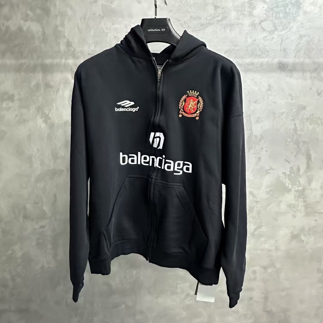 未使用 Balenciaga/巴黎世家 字母数字印花连帽拉链卫衣/xxs/s/M