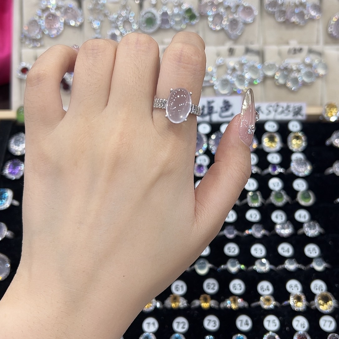 戒指银S925镶嵌芙蓉石