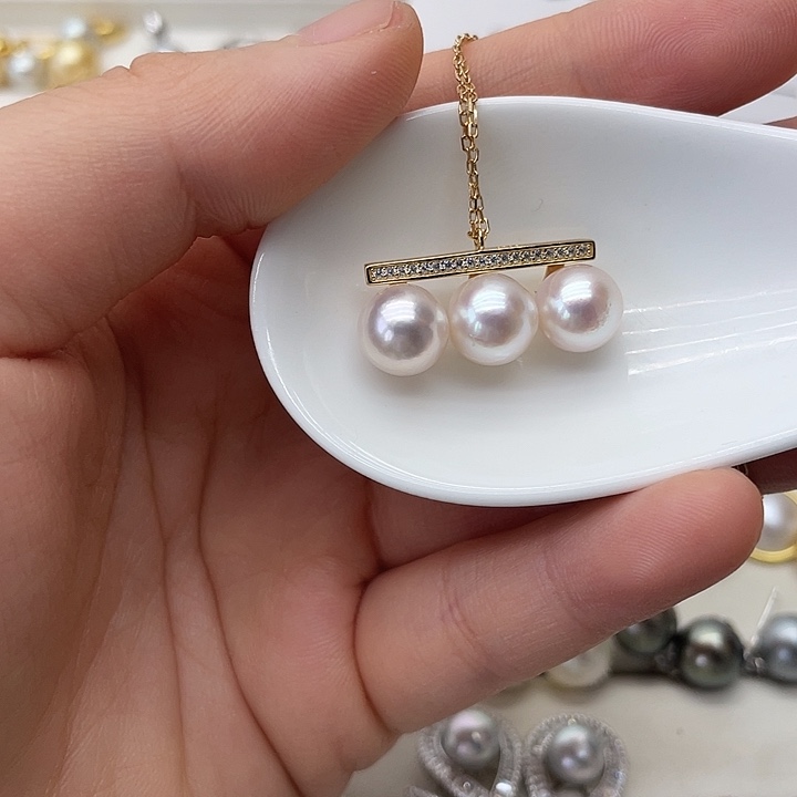 海水珍珠银S925镶嵌项链