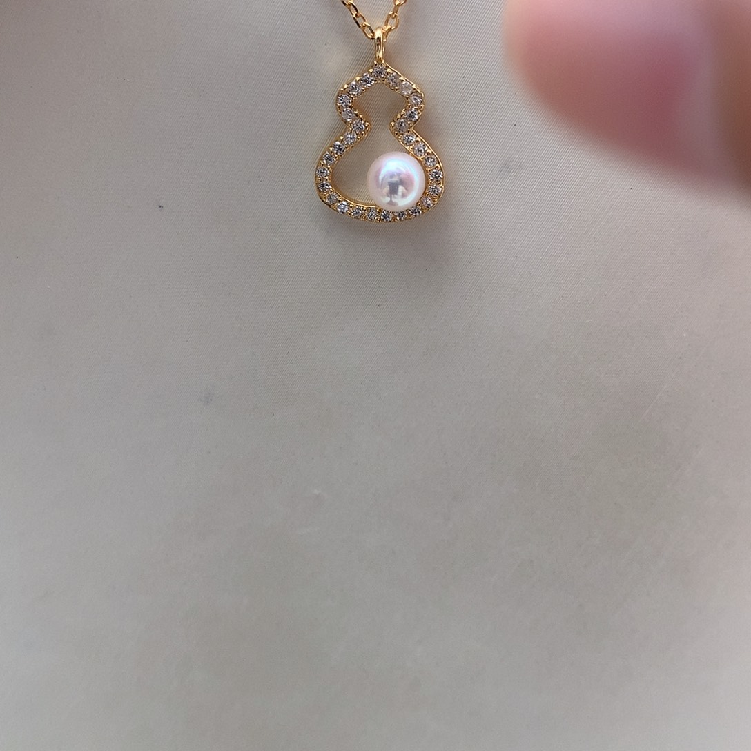 海水珍珠银S925镶嵌颈饰4.5-5mm ak葫芦