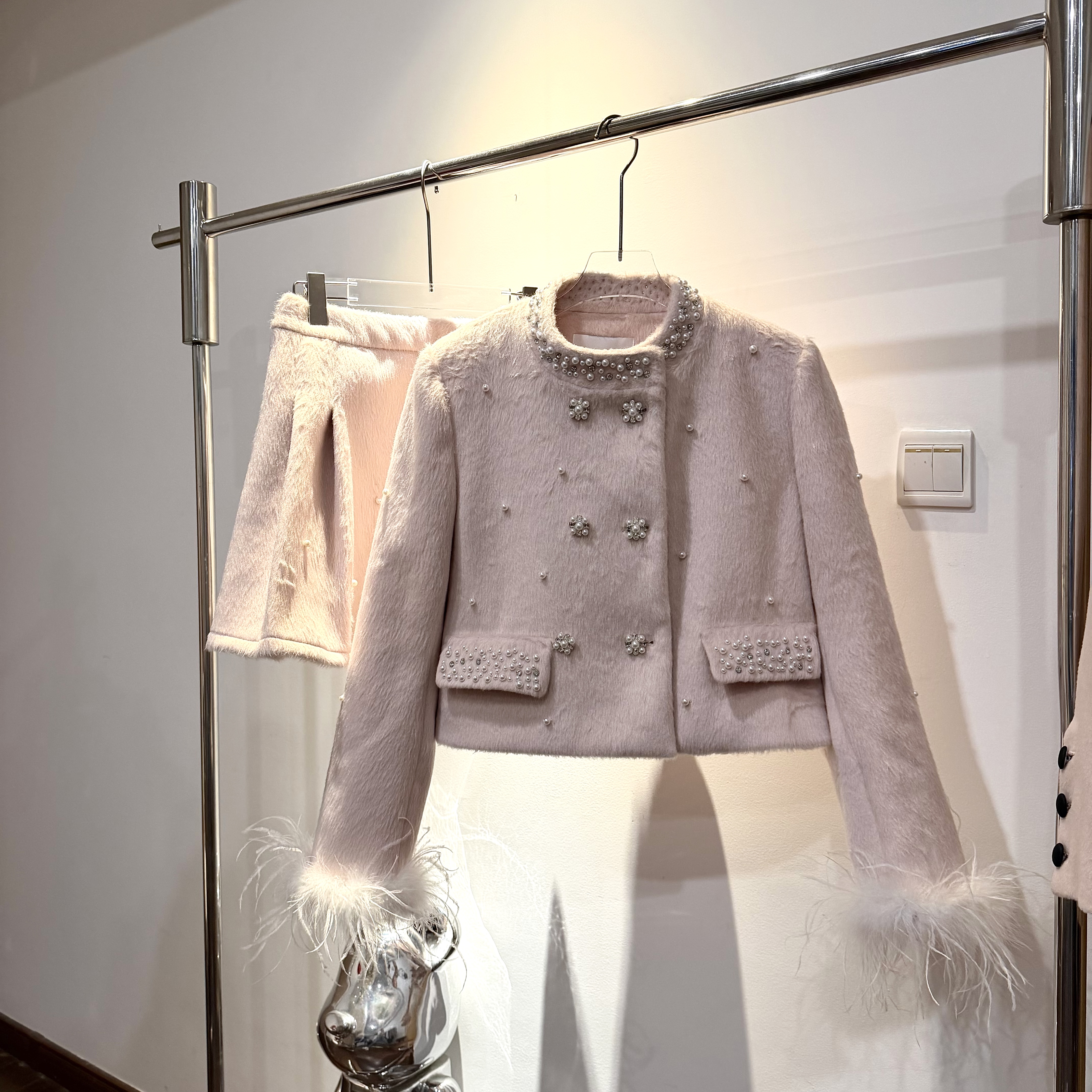 cc小众设计【樱花物语】小个子长袖设计感秋冬小香风套装气质时尚