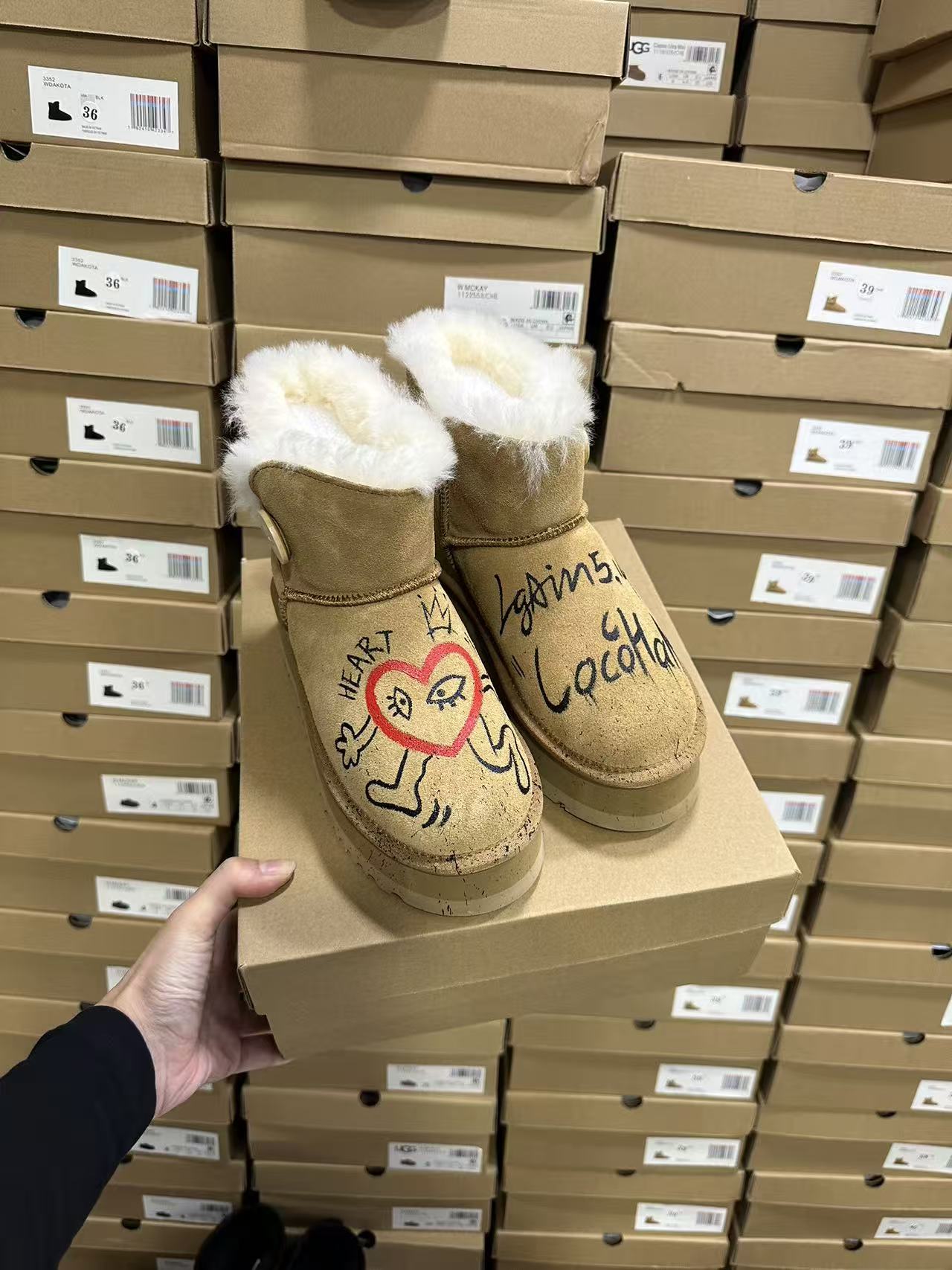 冬季新款原皮原毛雪地靴休闲风复古港风AB款中筒经典百搭款